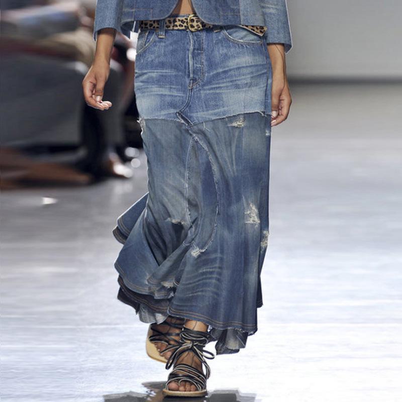 Нестандартная длинная юбка с Европейской и Американской недели моды 2024 года — женская удобная и повседневная одежда на весну/осень