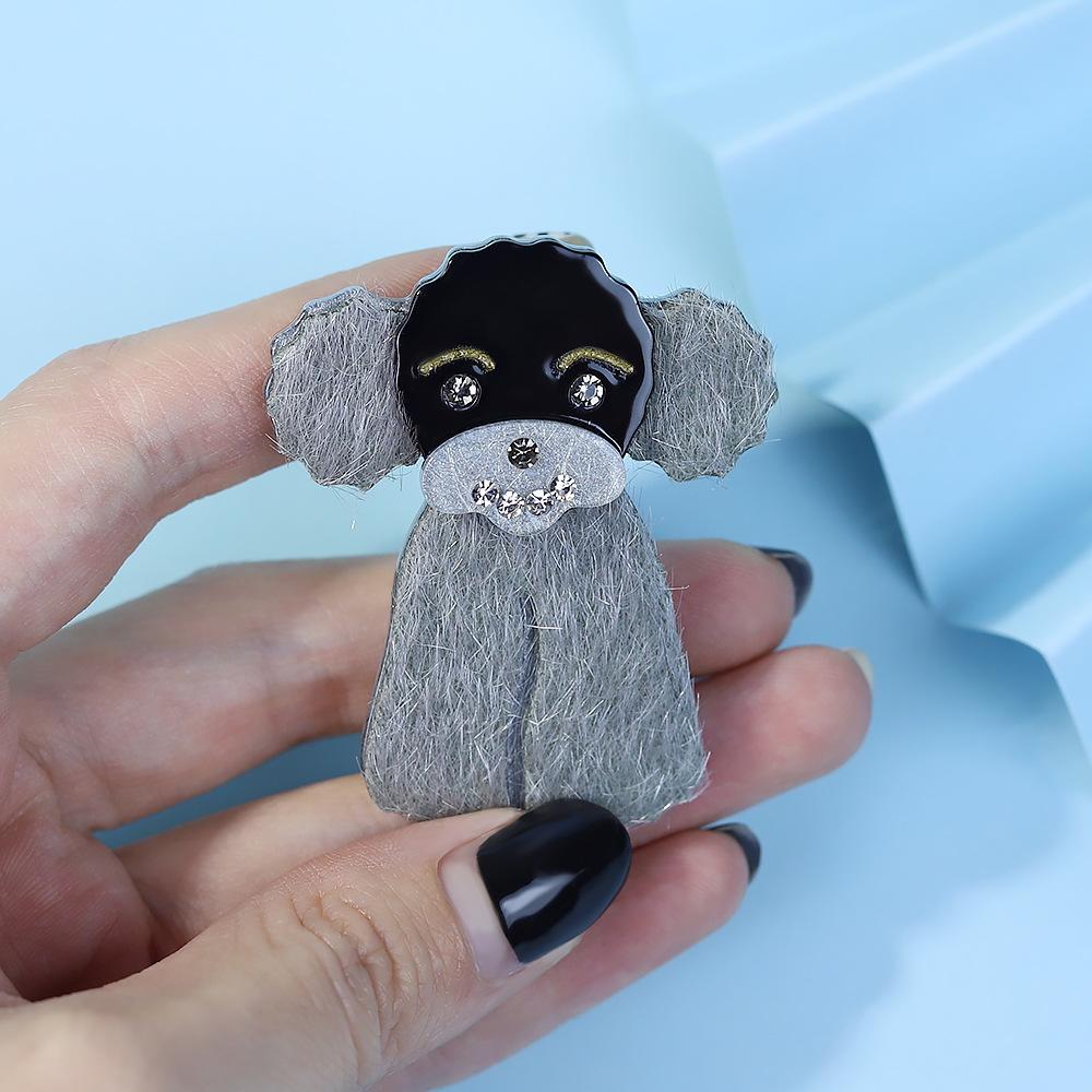 Blucome Lovely Brown Toy Poodle Dog Shape Brooch Animal Pattern Acrylic Corsage Pins