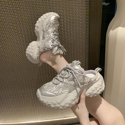 Европейская станция подошва шины папины кроссовки женские без каблука сумка голова полушлепанцы 2025 новая платформа спортивная повседневная обувь тренд