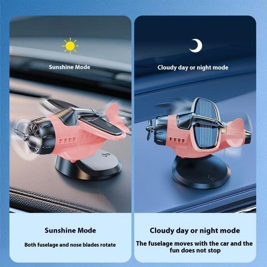 Автомобильный орнамент в виде самолета на солнечной батарее, модель самолета для приборной панели с присоской, вращающийся на 360 градусов пропеллер, аксессуар для дрифта на центральную консоль, вращающийся