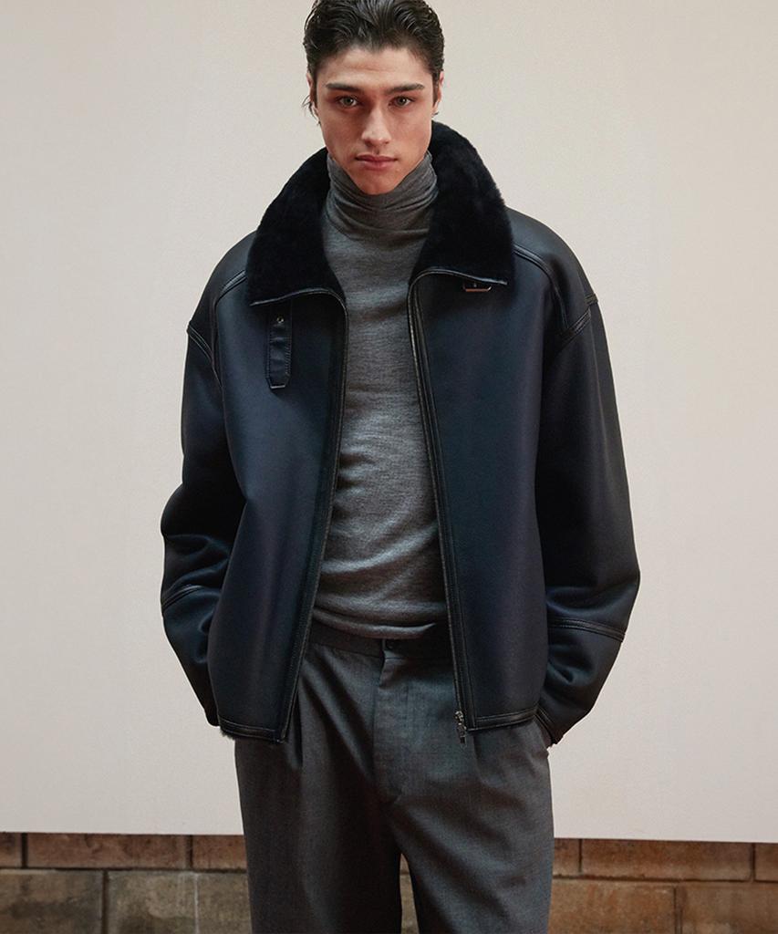 Verdemar Shearling Buckle Jacket_Deep Navy