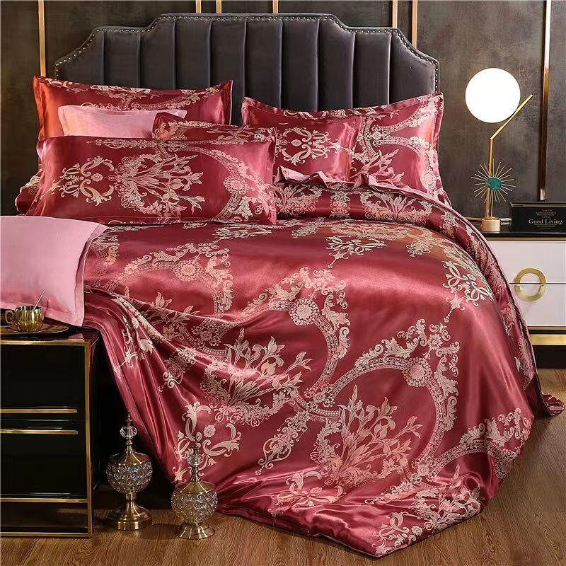 4 шт./компл., роскошный и удобный комплект постельного белья, мягкий шелковый пододеяльник, простыня, наволочка, комплект