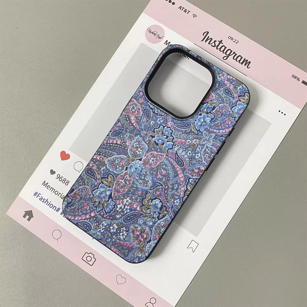 Vintage Style Floral Mural Pattern Silicone Phone Case For iPhone 17 Pro 17Air 13 16 15 14 12 11 Pro Max Soft Bumper Cover Funda