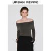 Women's Off-Shoulder Ruffle Sleeve Slim Knit Top