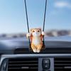 Resin Cat Pendant Swinging Kitten Hanging Figurine Car Rearview Mirror Decoration with Adjustable Lanyard Gift for Cat Lovers