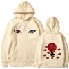 Naruto Hoodie, Unisex Drawstring Hooded Sweatshirt Akatsuki Red Cloud Itachi Anime Front Back Print Casual Long Sleeve Pullover
