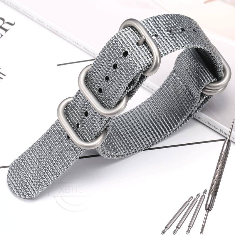 Nylon Strap 18mm 20mm 22mm 24mm Five-Ring Premium Weave Men Women Watch Band Bracelet Heavy Duty Stainless Steel Buckle