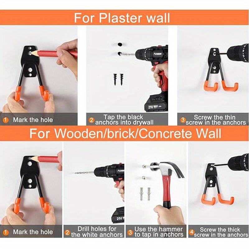 4 шт. металлический крючок для велосипедной вешалки, крючки для гаражного органайзера, настенное крепление, противоскользящий крючок для хранения на стене