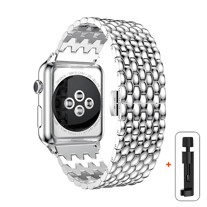Классический металлический ремешок для Apple Watch 6 7 8 5 4 Se 44 мм 45 мм 41 мм 40 мм 38 мм 42 мм Ремешок-браслет для Iwatch Ultra 2 49 мм Ремешок с узором дракона