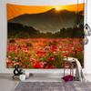 Flower Aesthetic Tapestry Sunset Flower Field View Tapestry Flower Wall Art Tapestry Bedroom Dormitory Room Home Decoration