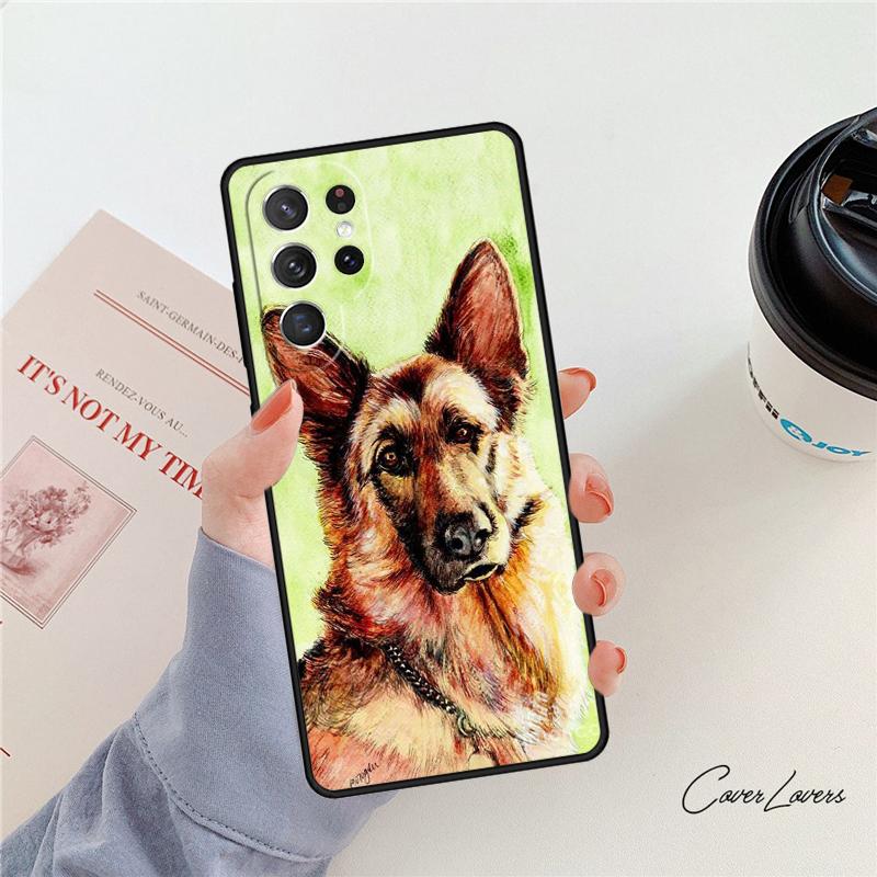 Мультяшный чехол для телефона с изображением немецкой овчарки Для Samsung Galaxy S24 S25 S23 S22 Ultra Note 10 20 Plus S20 S21 FE Чехол