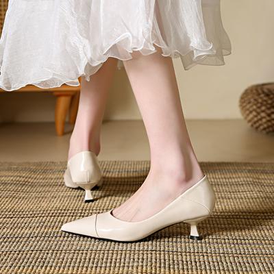 Туфли-лодочки на низком каблуке для женщин Кожаные туфли с закрытым носком и острым носком Каблуки-рюмочки Удобные туфли-лодочки на шпильке для работы, офиса, бизнеса, свадьбы, платья