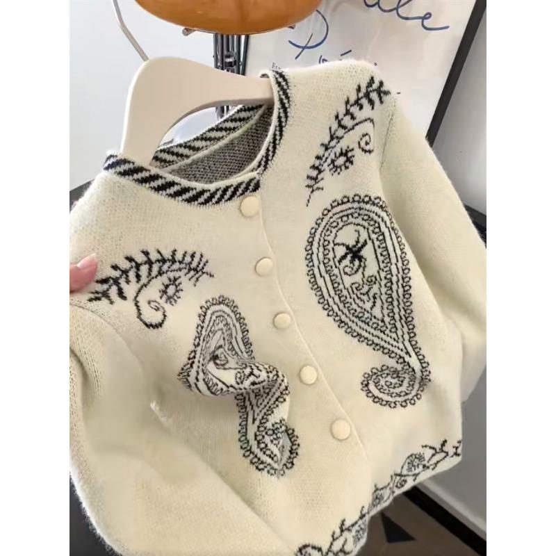 Women S Long Sleeve Knit Cardigan With Embroidery Vintage Sweater