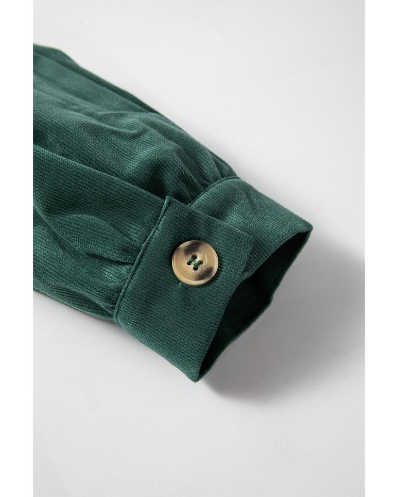 Azura Exchange Рубашка Skobeloff Corduroy с оборками и пуговицами с круглым вырезом