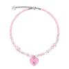 VVV Pink Ribbon Heart Mix Bead Necklace