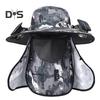 Wide Brim Sun Hat with 2 Solar Fan UV Protection Bucket Hat with Neck Flap And Face Guard 3 Speed Adjustable Fan Hat for Outdoor Fishing Camping