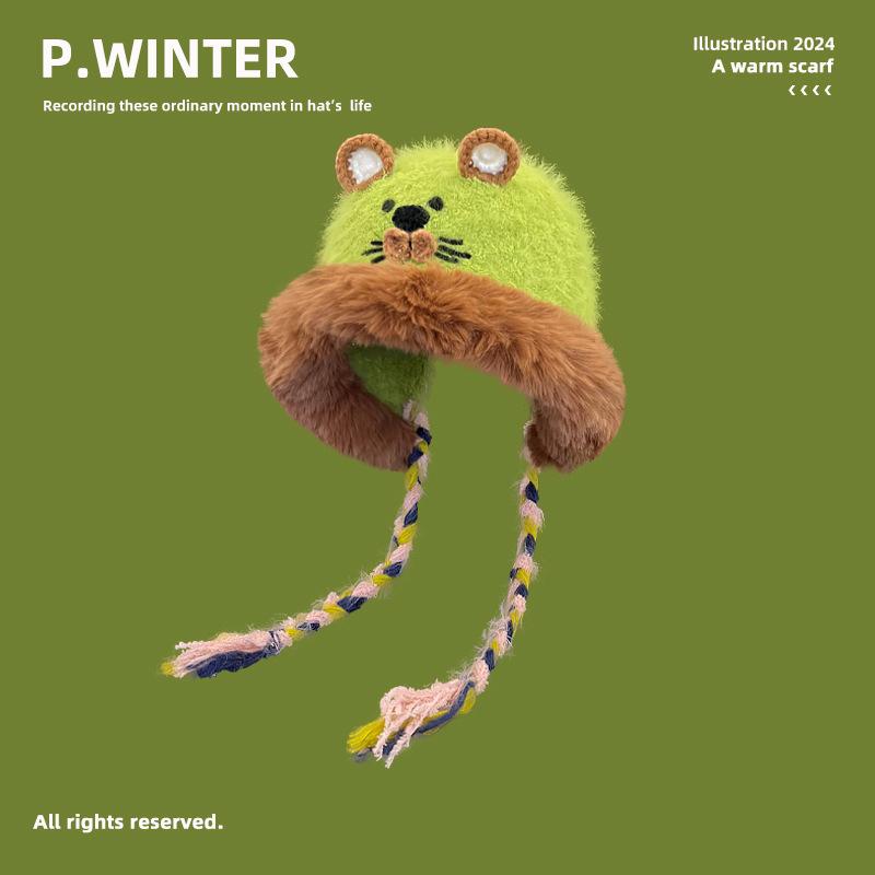 Милые медвежьи ушки Тедди флис вязаный разноцветный пуловер шапка для женщин зимние теплые защитные наушники Able Straps шапки-бомберы