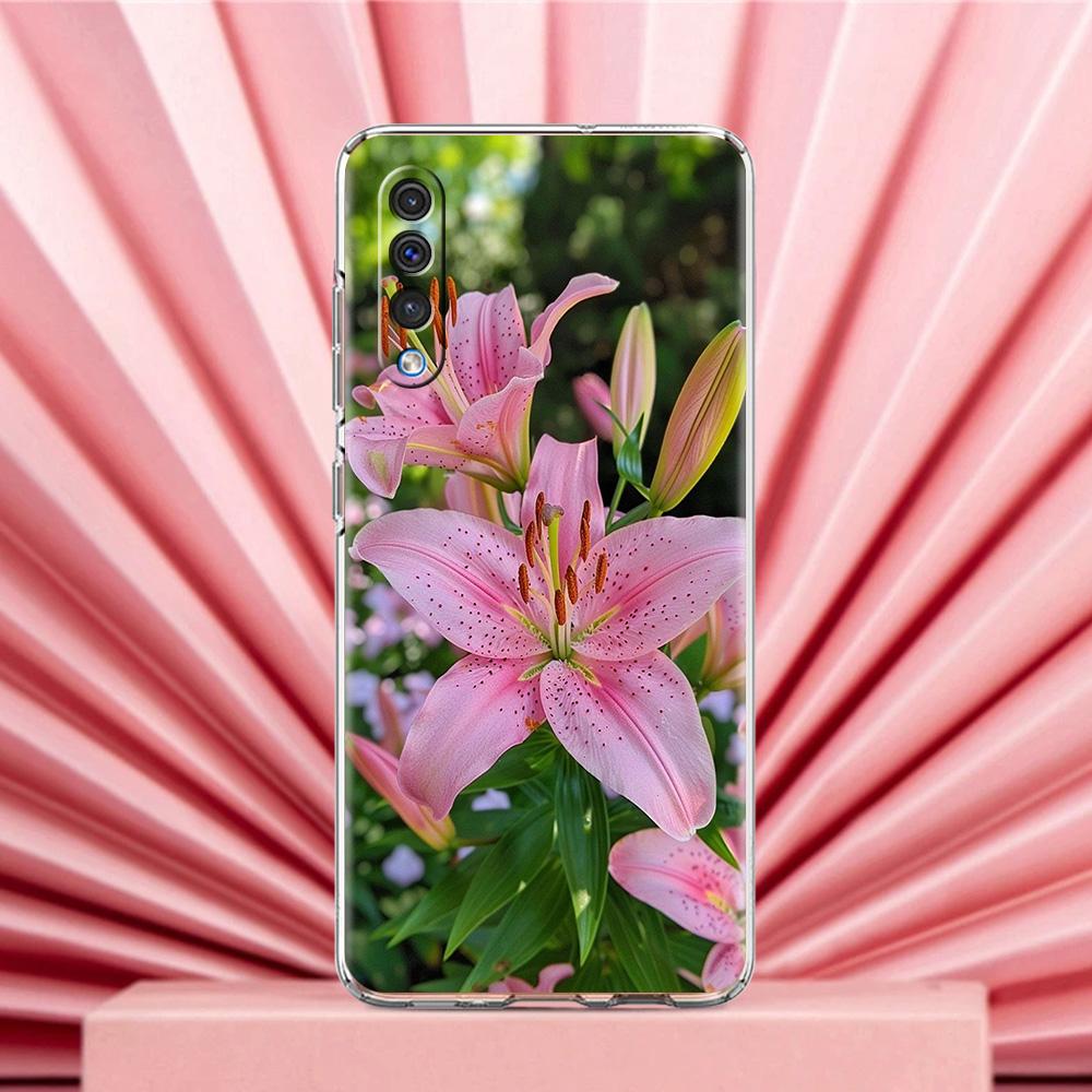 Чехол для Samsung A56 A36 A26 A24 A16 A14 A12 A32 A50 A70 A22 A40 A34 A54 A42 A52 5G A04s A06 Обложка Реалистичный Принт Цветка Лилии