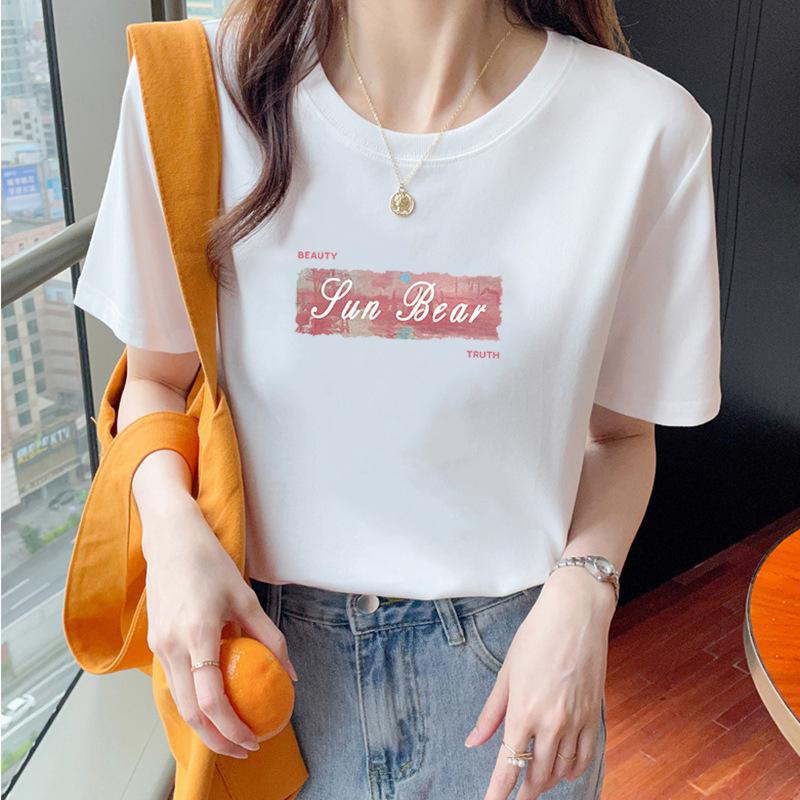 VEZFAA Женские модные повседневные летние весенние блузки и рубашки с круглым вырезом с короткими рукавами