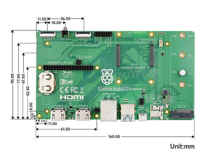 Официальное расширение базовой платы Raspberry Pi Compute Module 5 IO