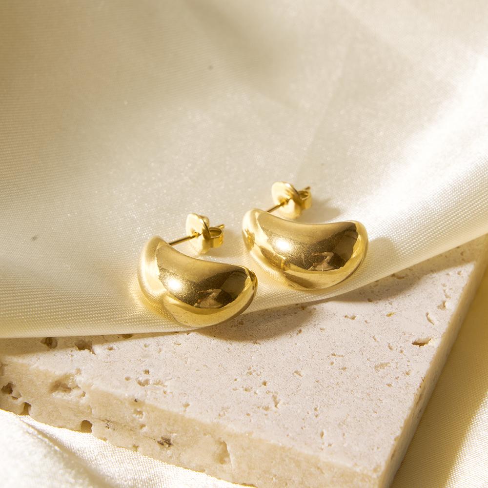 High Polished PVD Plated Stainless Steel Earrings Semicircle Boat Shape Hoop Trendy Geometric Style Accessories for Women