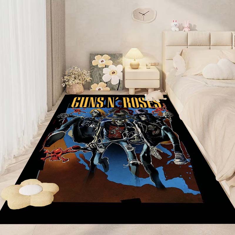 Крутая группа G-Guns N-N R-Roses Рок Комнатные коврики Противоскользящие Впитывающие воду Длинная полоса Подушка Коврик для спальни Бытовые ковры