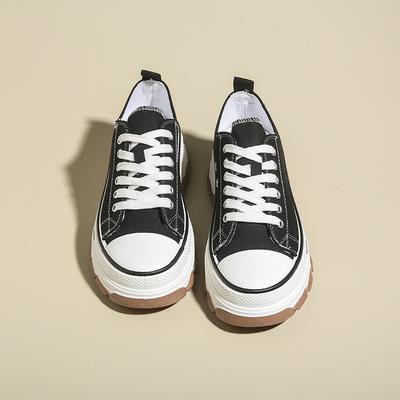 2024 Женская спортивная обувь 2024 Весна Осень Круглый носок Повседневная обувь на толстой подошве со шнуровкой Холщовая обувь для бега на открытом воздухе Женская вулканизированная обувь