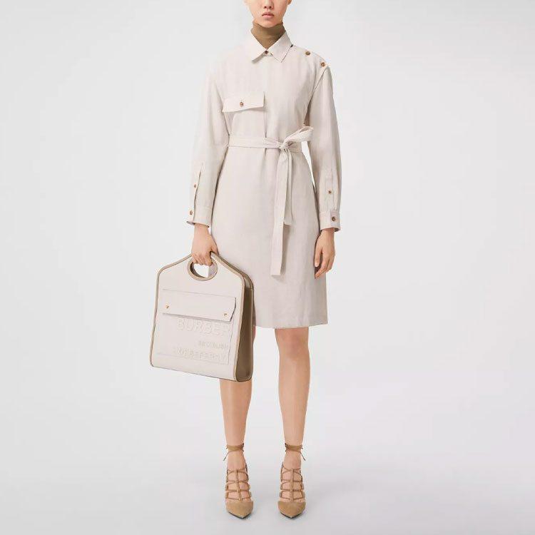 Burberry Женское платье с длинным рукавом Светло-коричневое 80410811