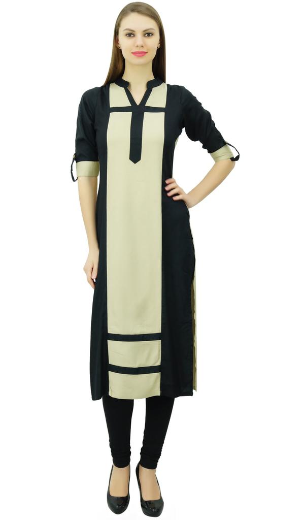 Phagun Женская вискозная прямая панельная курта повседневная летняя туника блузка