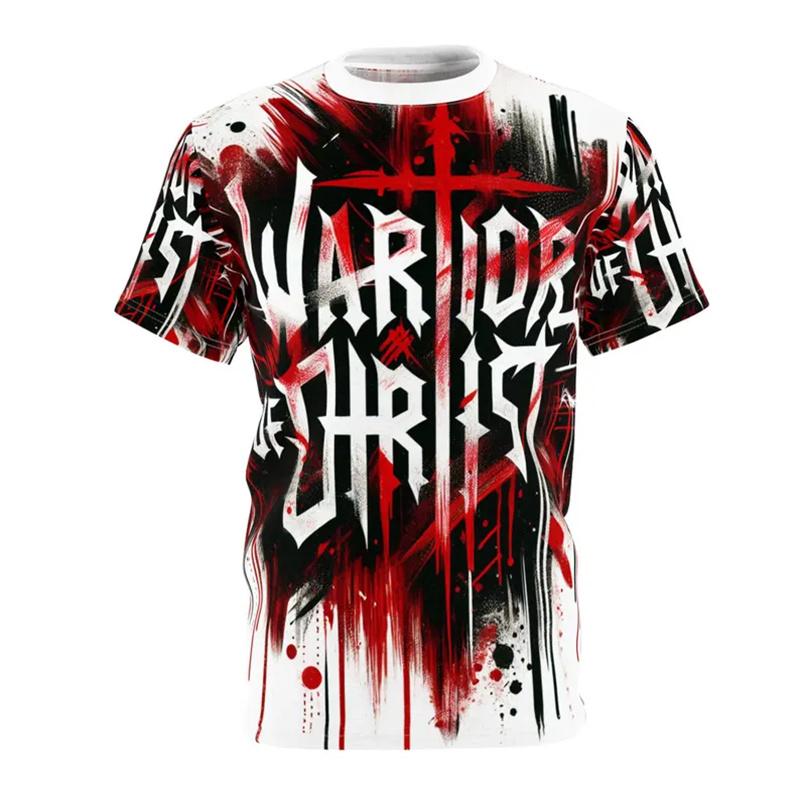 Golden Cross Print Jesus T Shirts For Men Easter Festival Street Short Sleeve T-shirt Cool 3d Effect Best Gift Fashion Tee Top
