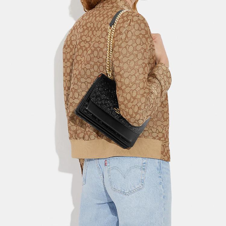 New COACH Klare Patent Leather Bonded Leather Messenger Bag Shoulder Bag Crossbody Bag Women's Black CH315-IMBLK