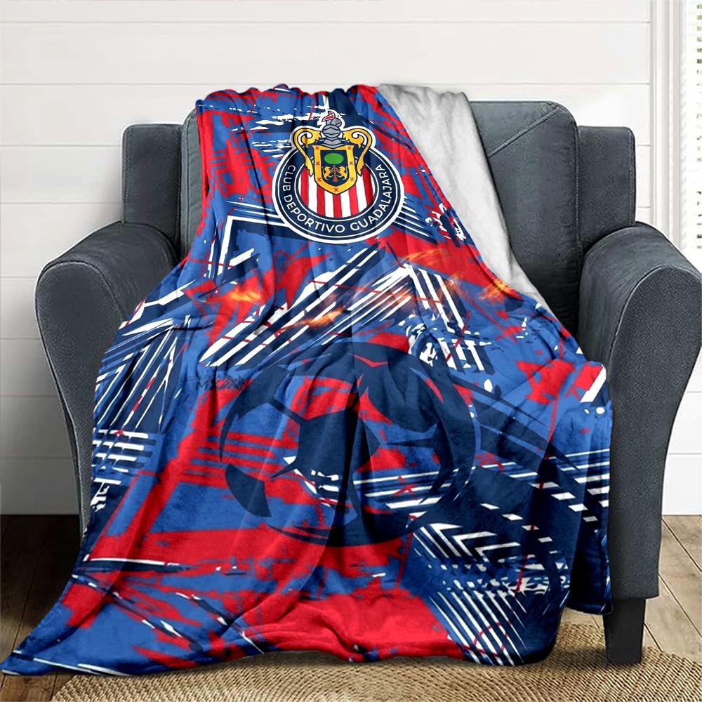 Chivas Guadalajara Logo Print Flannel Blanket High Quality Warm Comfortable Cover for All Seasons Perfect for Gifts Home Decor