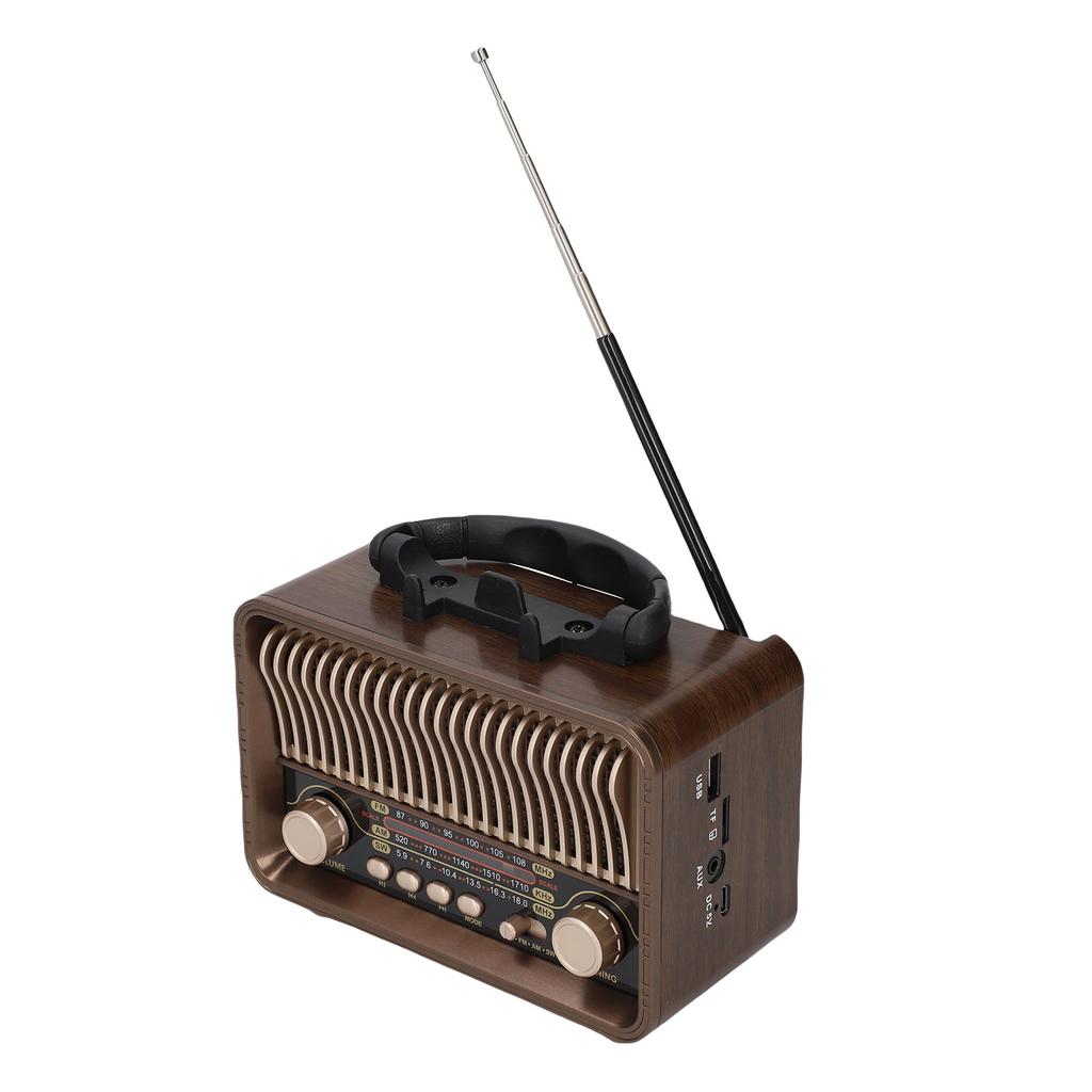 Retro Vintage Radio Portable AM FM SW Radio Bluetooth 5.4 1200mAh Battery with Antenna Type C AUX USB Port