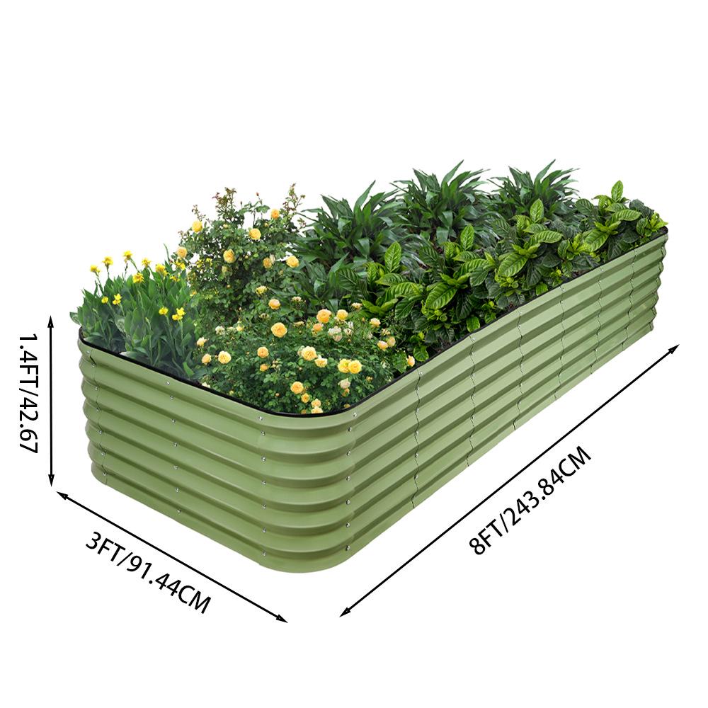 Rust-Proof Galvanized Metal Raised Garden Bed for Vegetables, Flowers, and Herbs