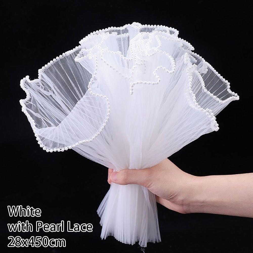 1Pcs Wave Yarn Gift Wrapping Mesh Pearl Lace Gift Packaging Paper  for Valentine's Day Wedding
