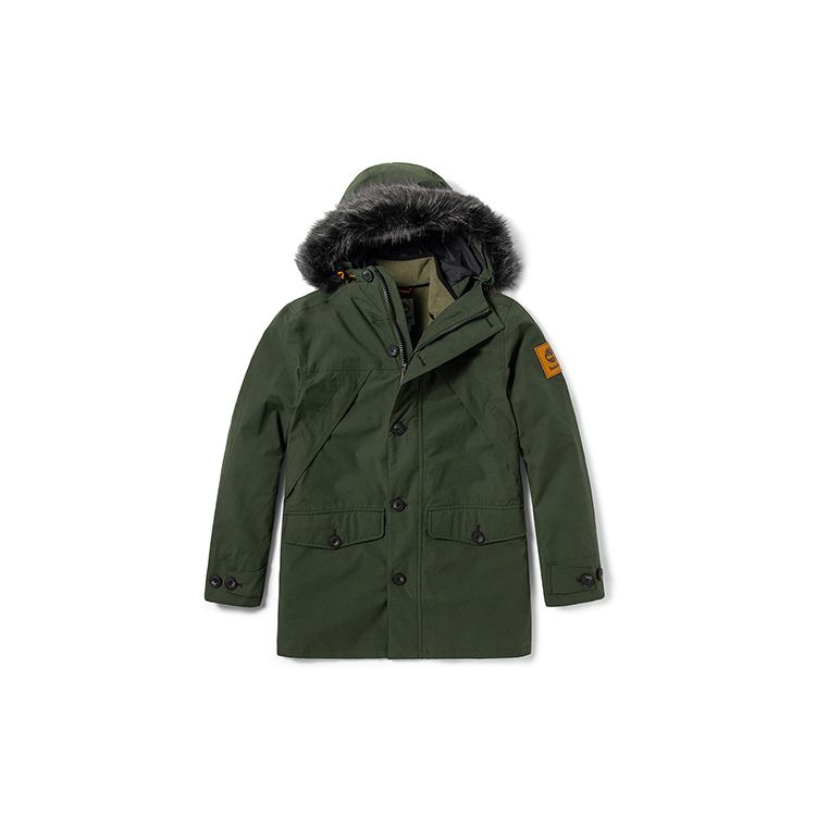 Timberland Уличная теплая куртка 3 в 1 средней длины с капюшоном и логотипом, мужская куртка зеленого цвета A2BBE-U31