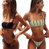 Sexy Women Swimsuit Swimwear Female Striped Bandeau Micro Mini Thong Bikini Set Bathing Suit