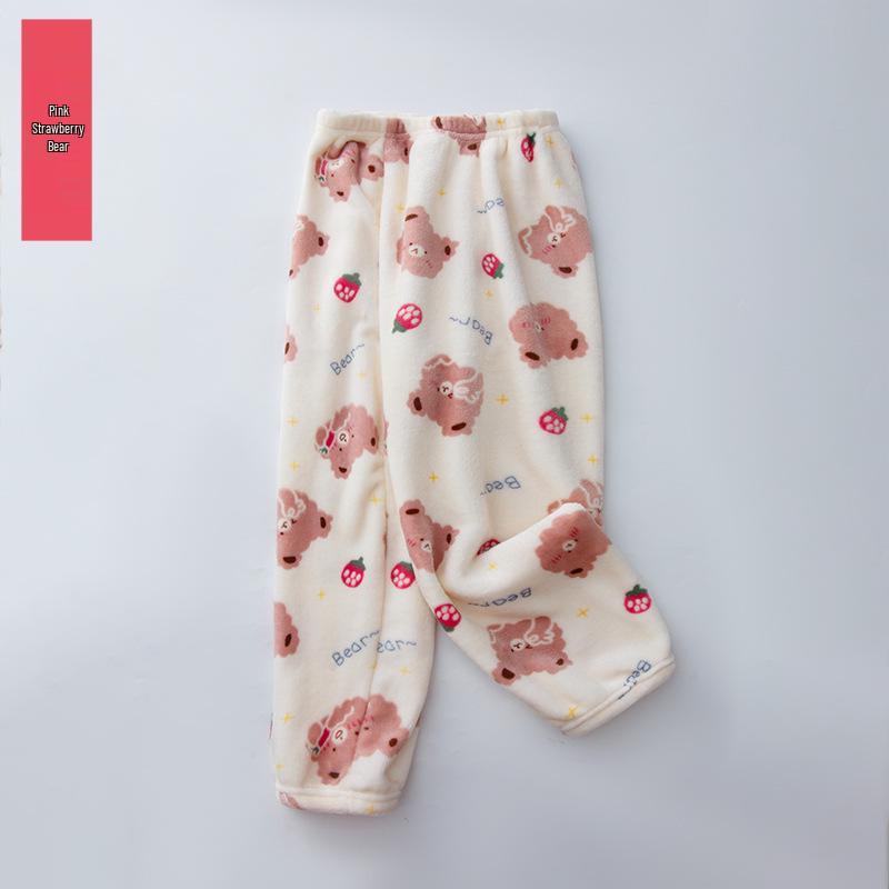 Children's Thickened Flannel Sleep & Lounge Pants - Double-Sided Fleece, Cuffed, Warm Winter Wear