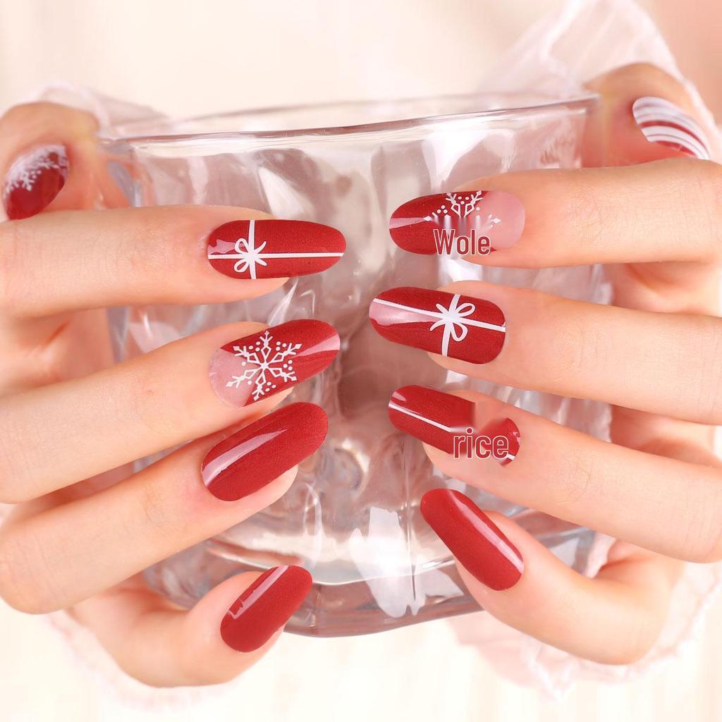 Рождественские полупрозрачные гелевые наклейки для ногтей с УФ-лампой
