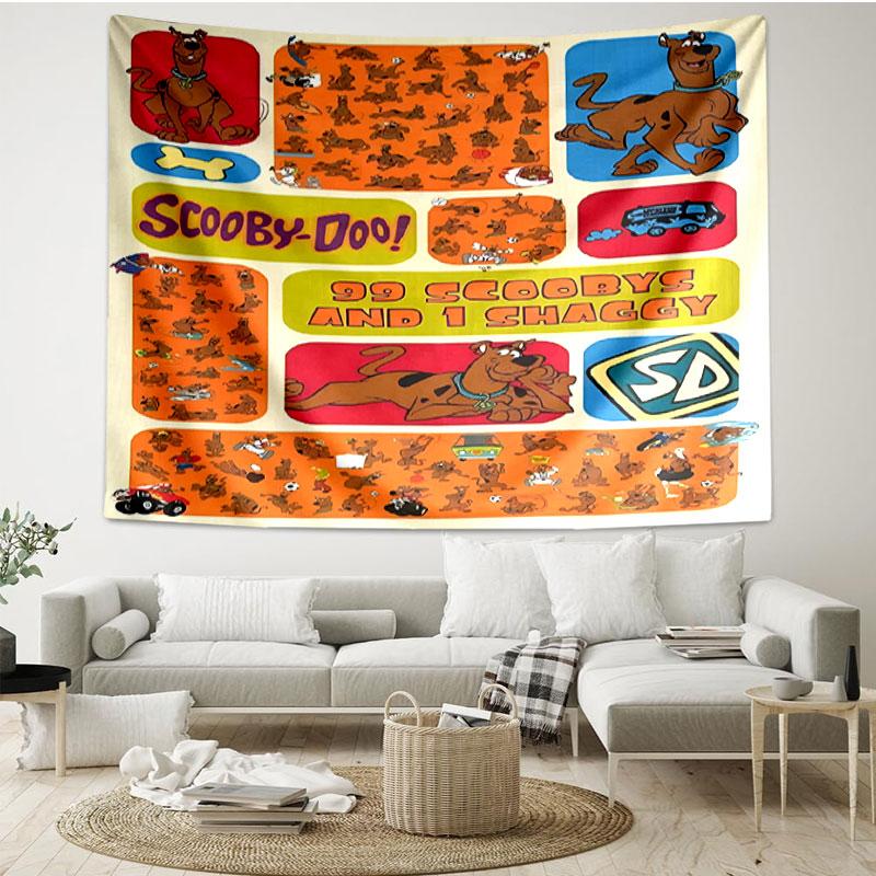 Scooby Print Tapestry - Portable Wall Decor Cloth, for Home, Dorm, Travel, Bedroom, Living Room - Ideal Birthday Housewarming Gift