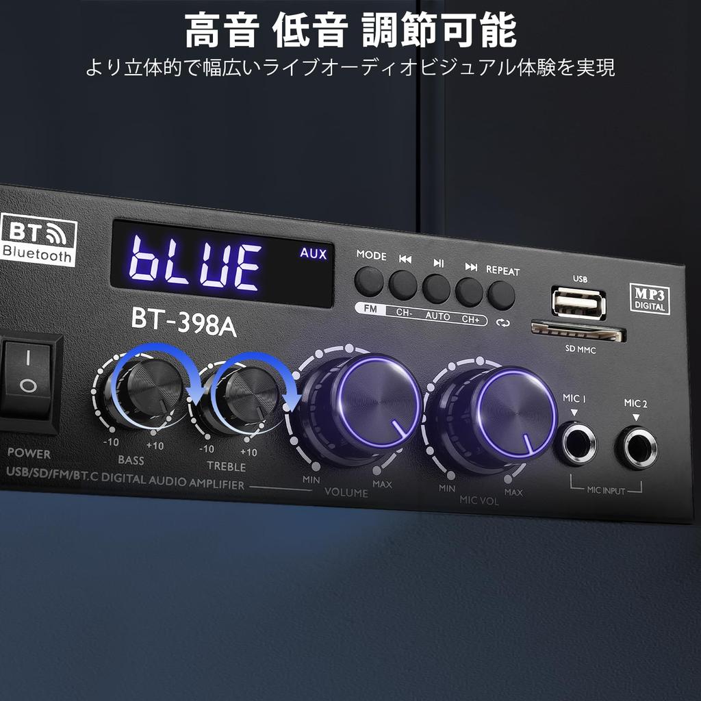 Bluetooth Amplifier HiFi Stereo Power Amplifier Receiver Channel 2X60W Mini Amplifier Small Home Audio Amplifier Control for Speakers Input 5.0 2.0