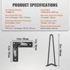 406.4MM Hairpin Furniture Legs, Metal Home DIY Projects for Nightstand, Coffee Table, Desk, 226.8KG Load Capacity with Rubber Floor Protectors, Metal