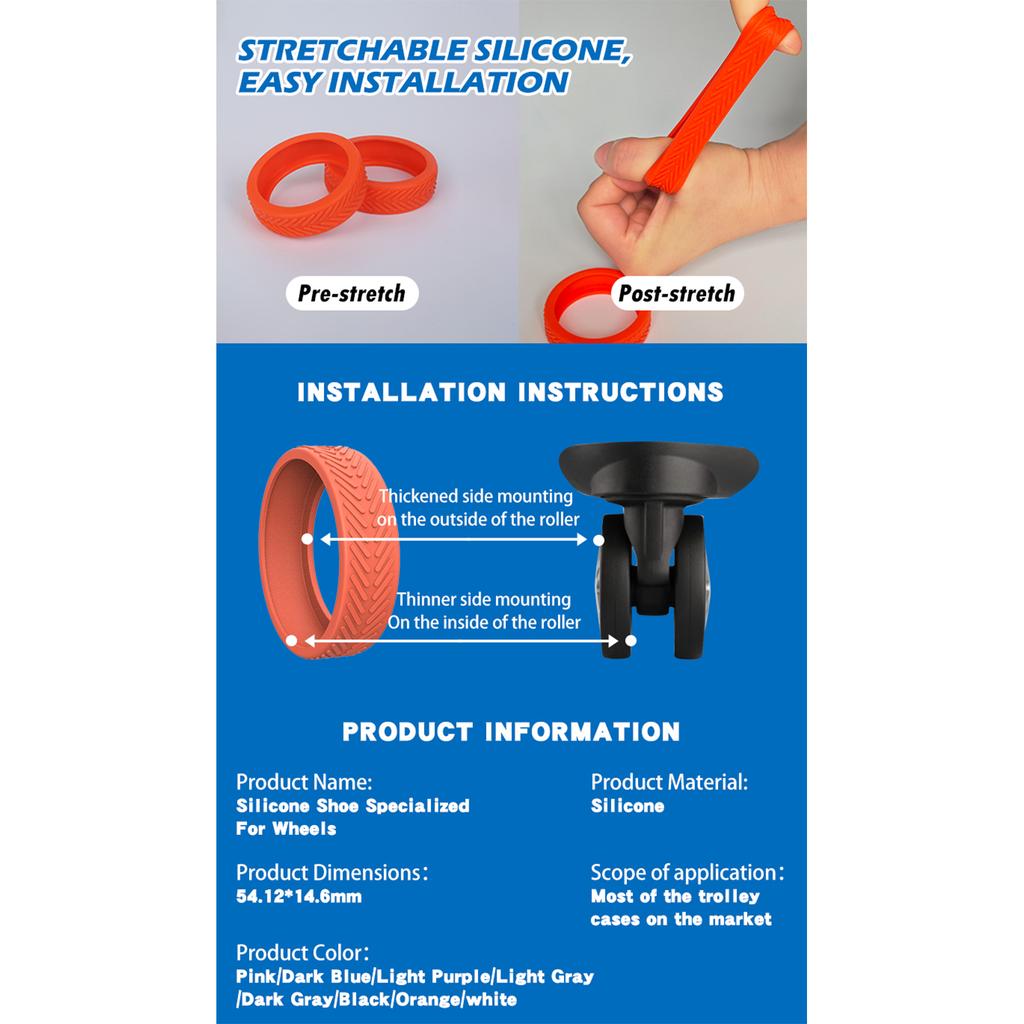 8 шт. Защитные чехлы для колес чемодана, дорожные чехлы для колес спиннера, снижающие шум, для большинства роликовых чемоданов, аксессуары