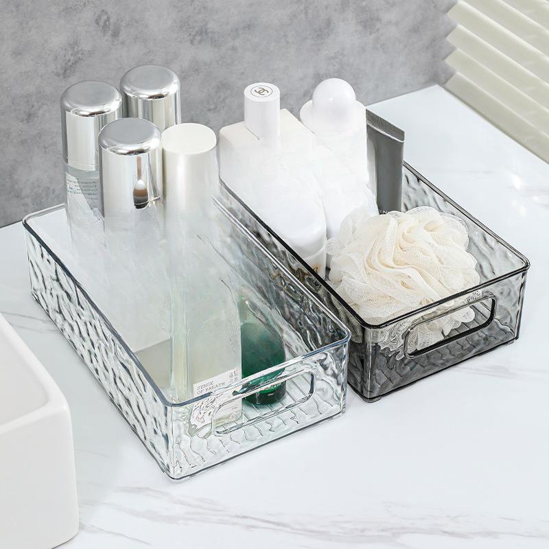 Transparent Glacial Grain Storage Box Household Rectangular Plastic Box Desktop Cosmetics Living Room Organizer Box