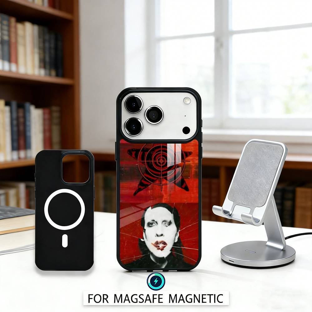 M-Manson M-MarilynS Singer Phone Case For iPhone17,16,15,14,13,12,Pro,Max,Magnetic For Magsafe Wireless Charging