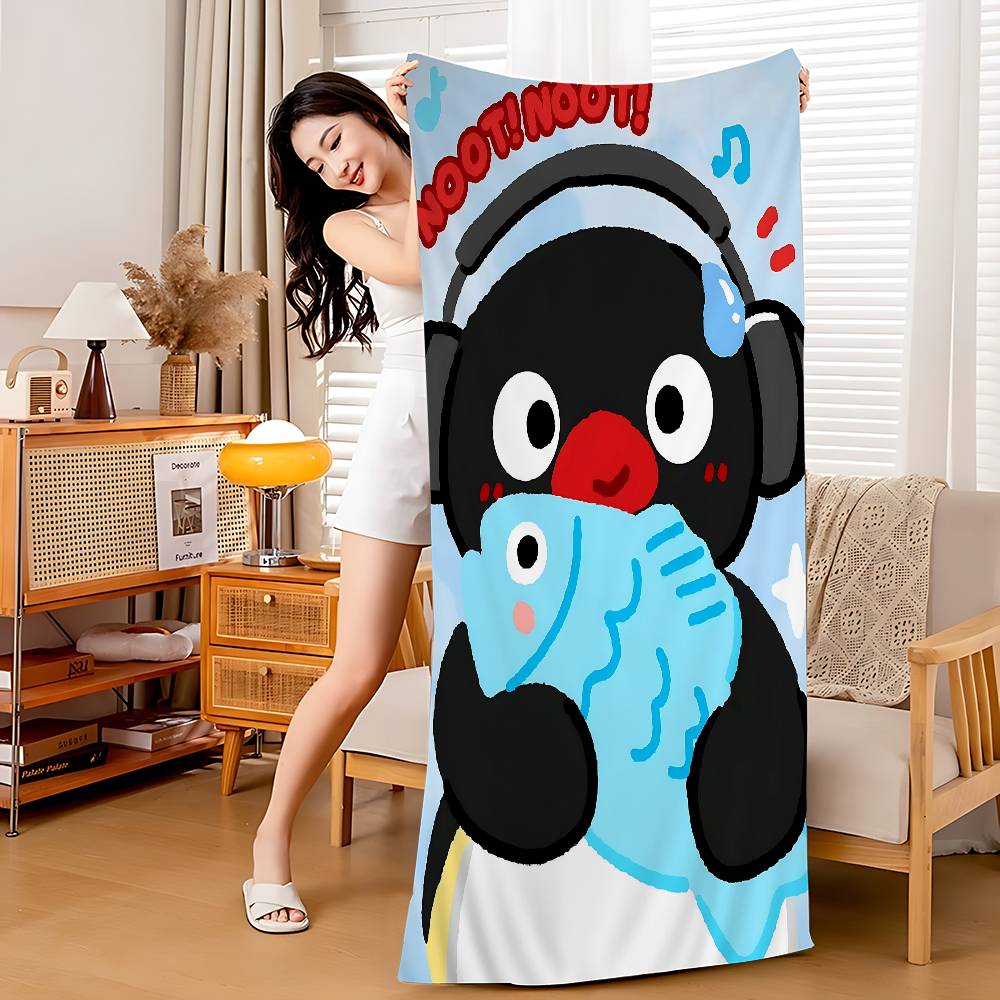 Pingu Cartoon Pingu Microfiber Printed Beach Towel Mountain Climbing Yoga Beach Swimming Running Absorbent Soft Towel