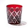 [Official Taiburo Workshop] Edo Kiriko Yaraimon Chilled Sake Cup (Red) TB90152-1R, Wooden Box, Made In Japan