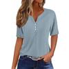 Women's T Shirt Tee Casual V-neck Short-sleeved T-shirt Solid Button Top