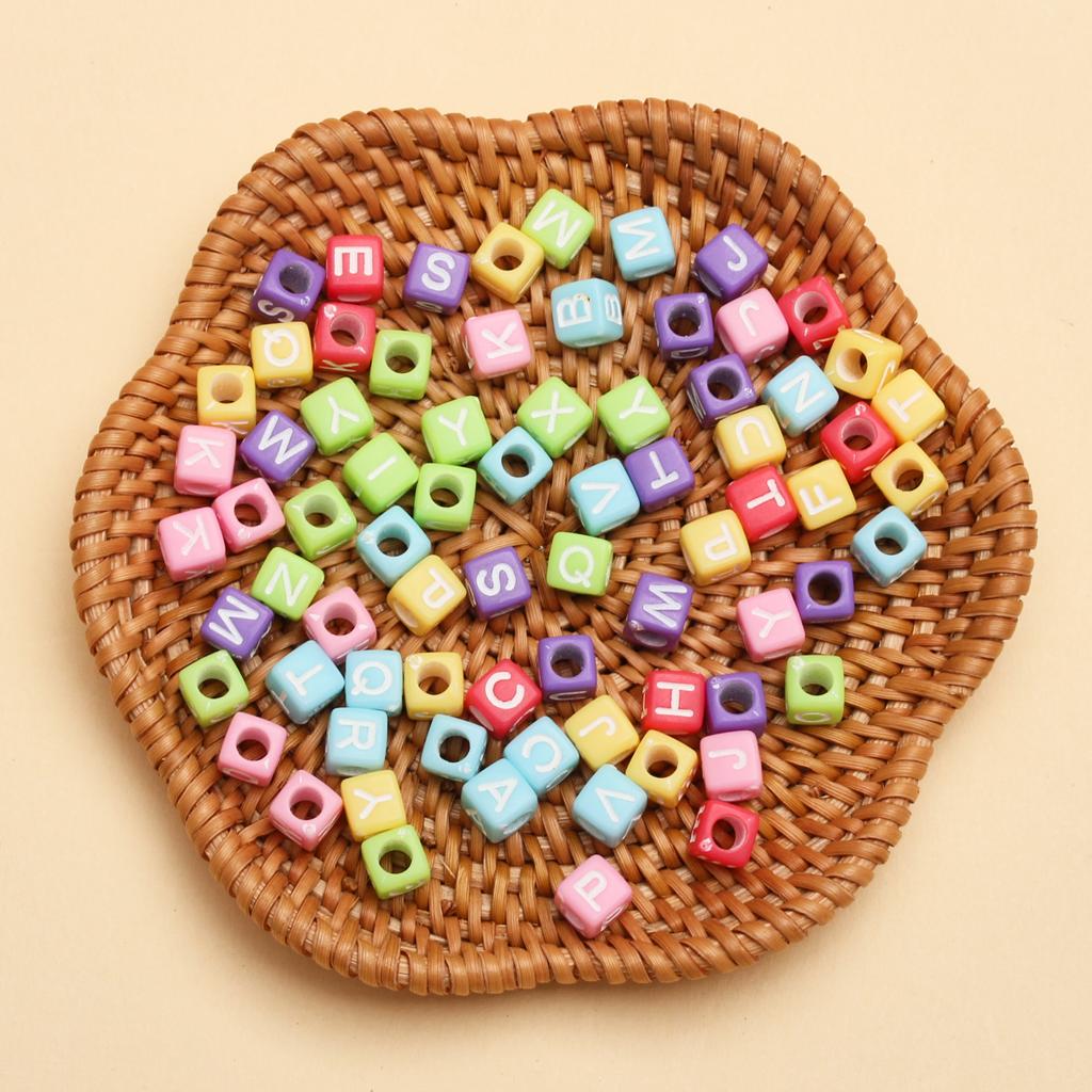 80 шт. 6 мм Квадратный акриловый кубик Буква Свободная бусина для изготовления ювелирных изделий DIY Браслет Материалы ручной работы Подвески Аксессуары