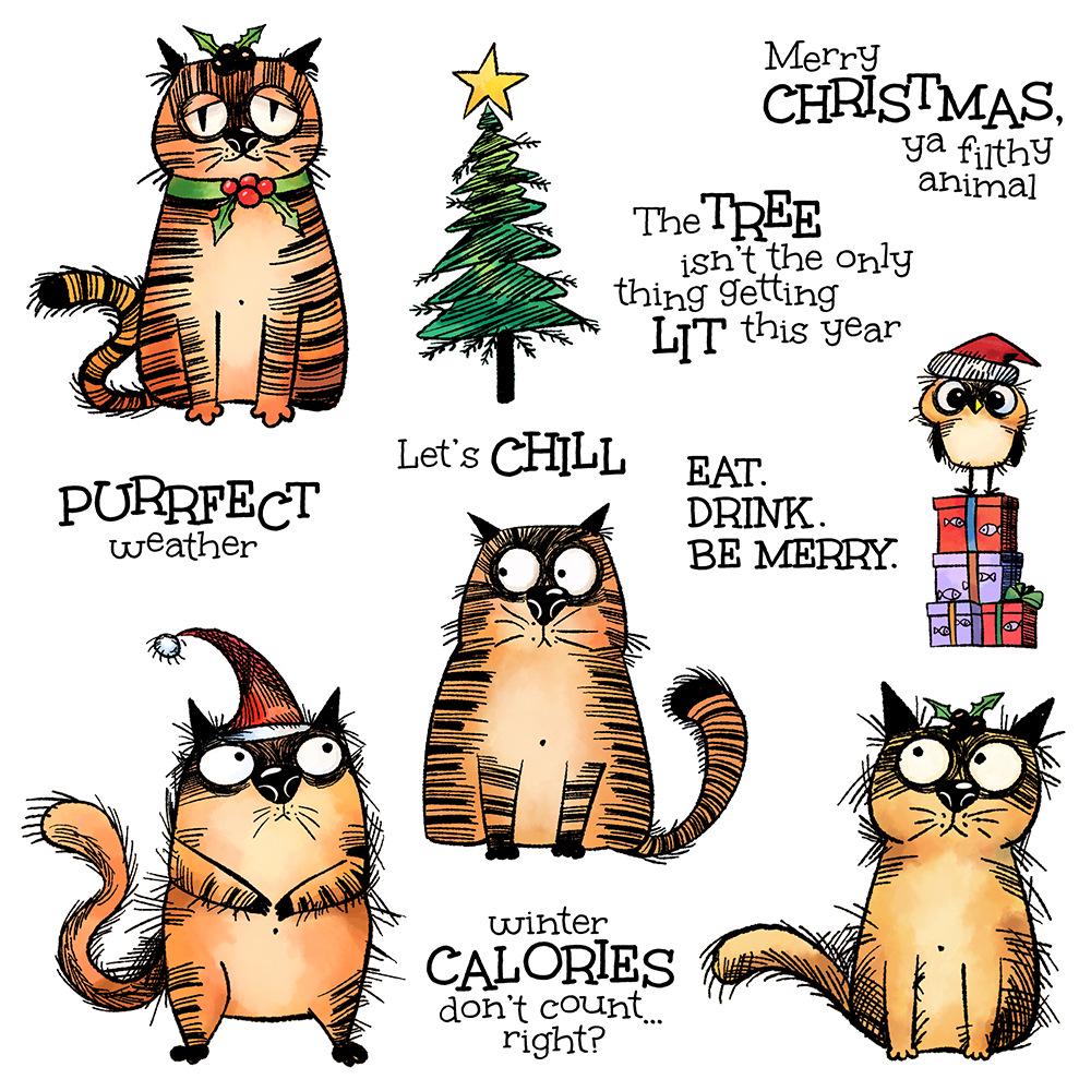 Рождественский Мяу Прозрачный Силиконовый Штамп-Планер и Стальной Штамп для Тиснения для Открыток Ручной Работы